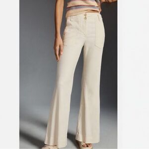NWT Maeve by Anthropologie The Naomi Linen Women’s Wide Leg Flare Pants | Size 8
